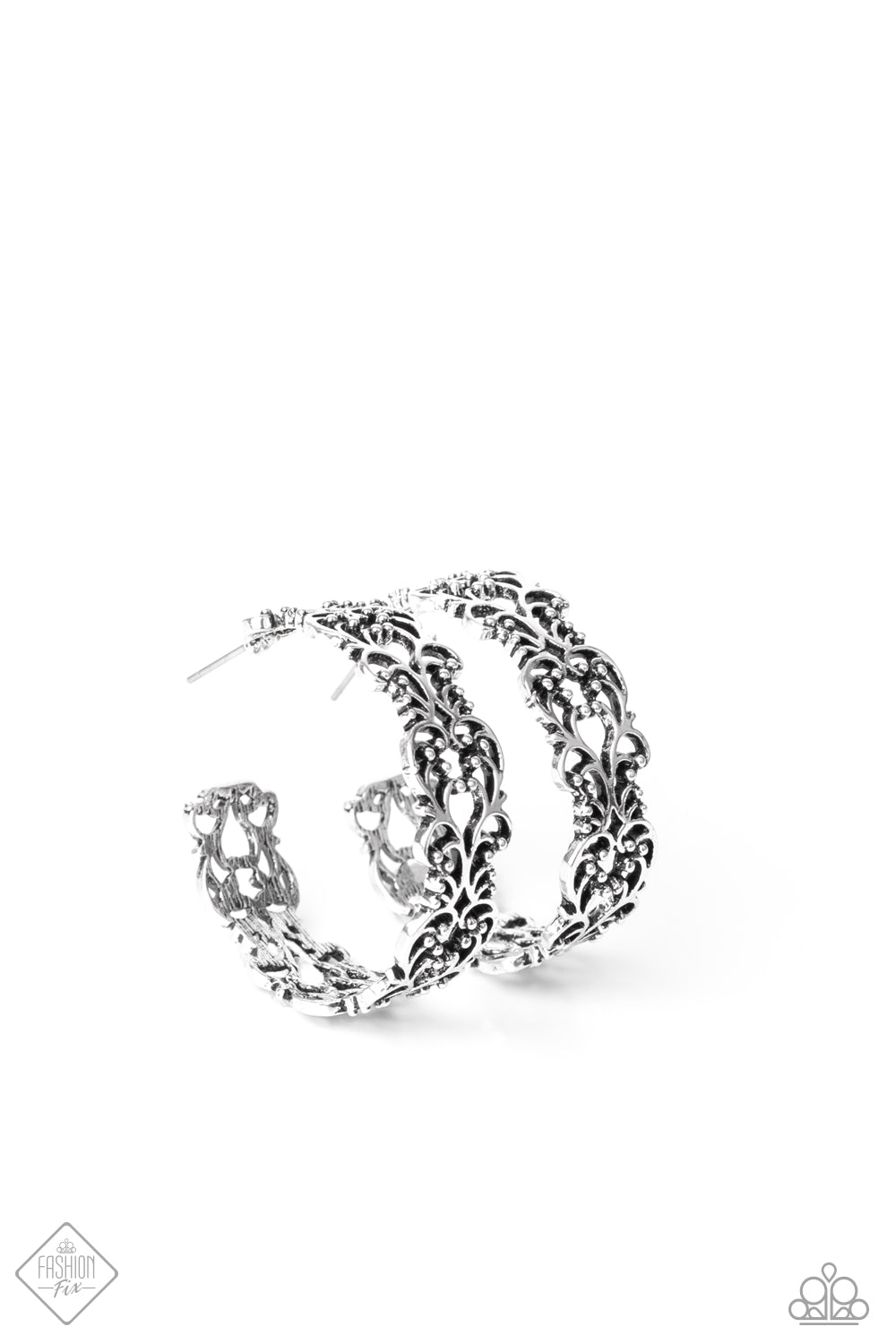 Laurel Wreaths-Silver Hoop Earring