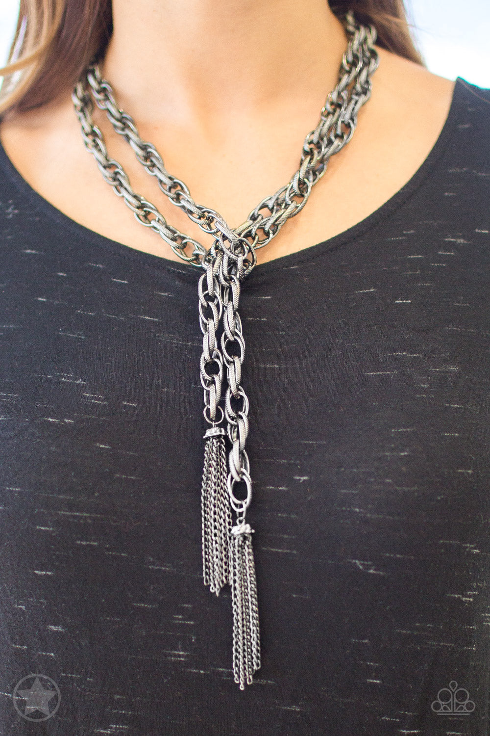 SCARFed for Attntion-Gunmetal Necklace