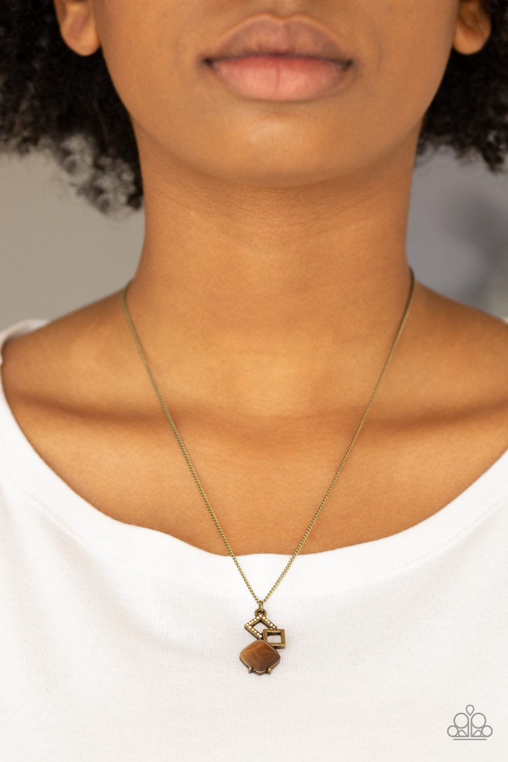 Stylishly Square - Brass Necklace