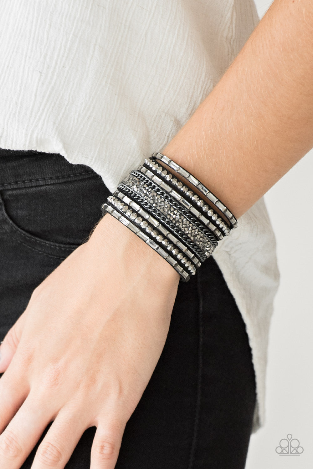 Rhinestone Rumble-Black Bracelet
