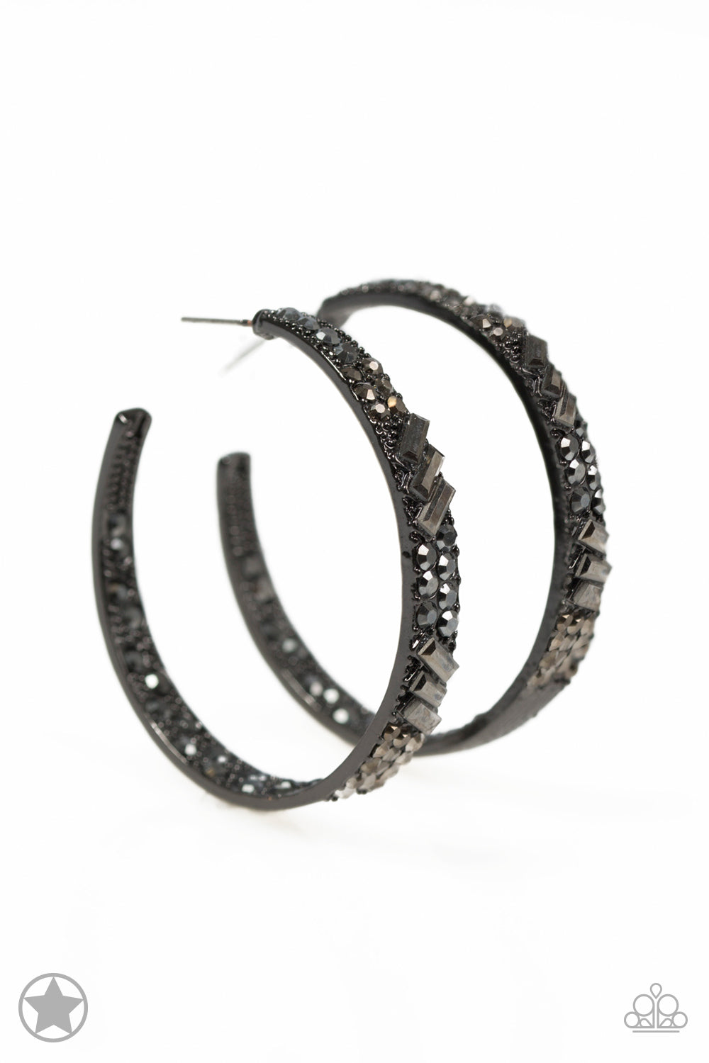 GLITZY By Association-Black Hoop Earrings