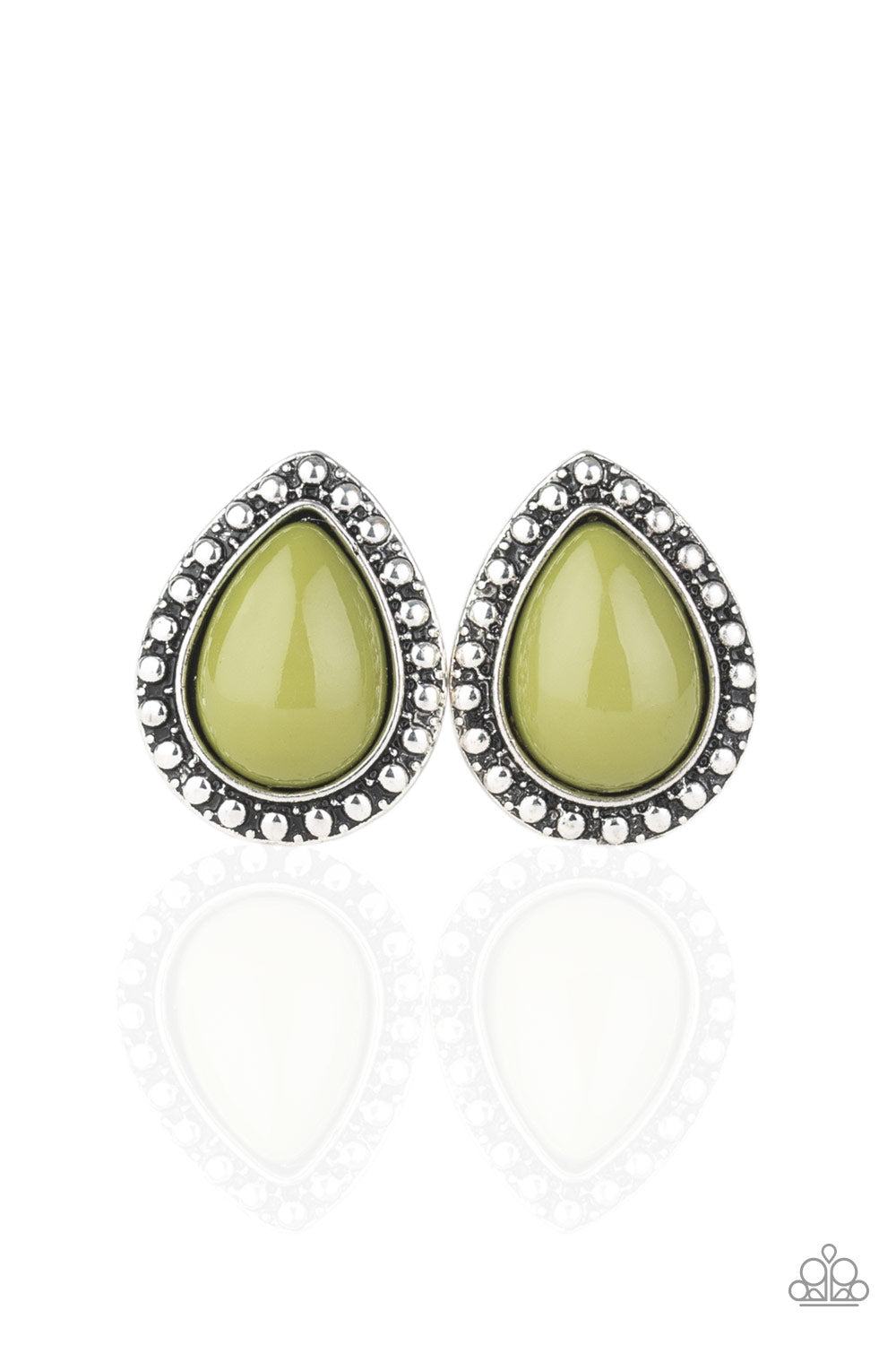 Bolded Beaded-Green Post Earring