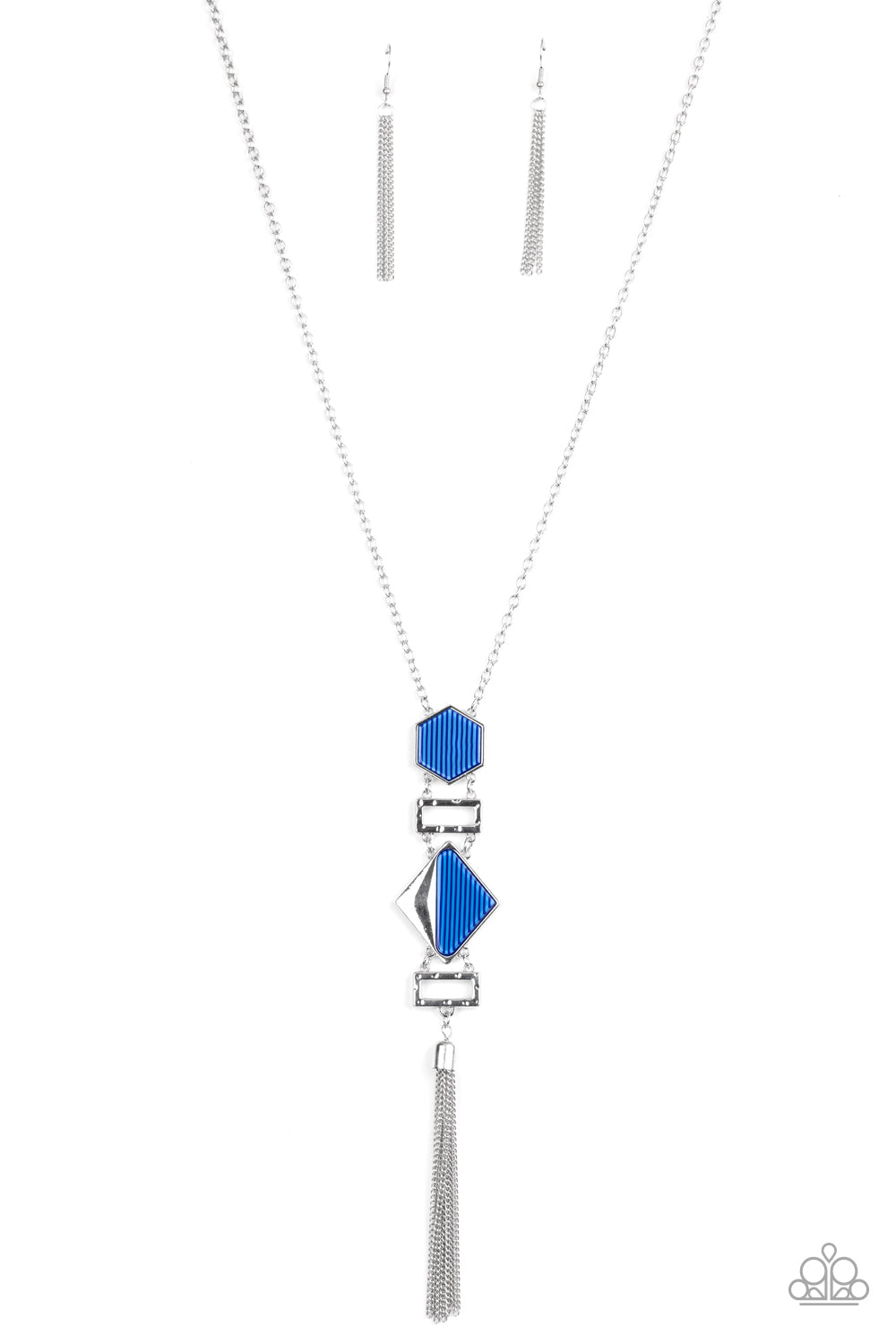 STRIPE Up a Conversation-Blue Necklace