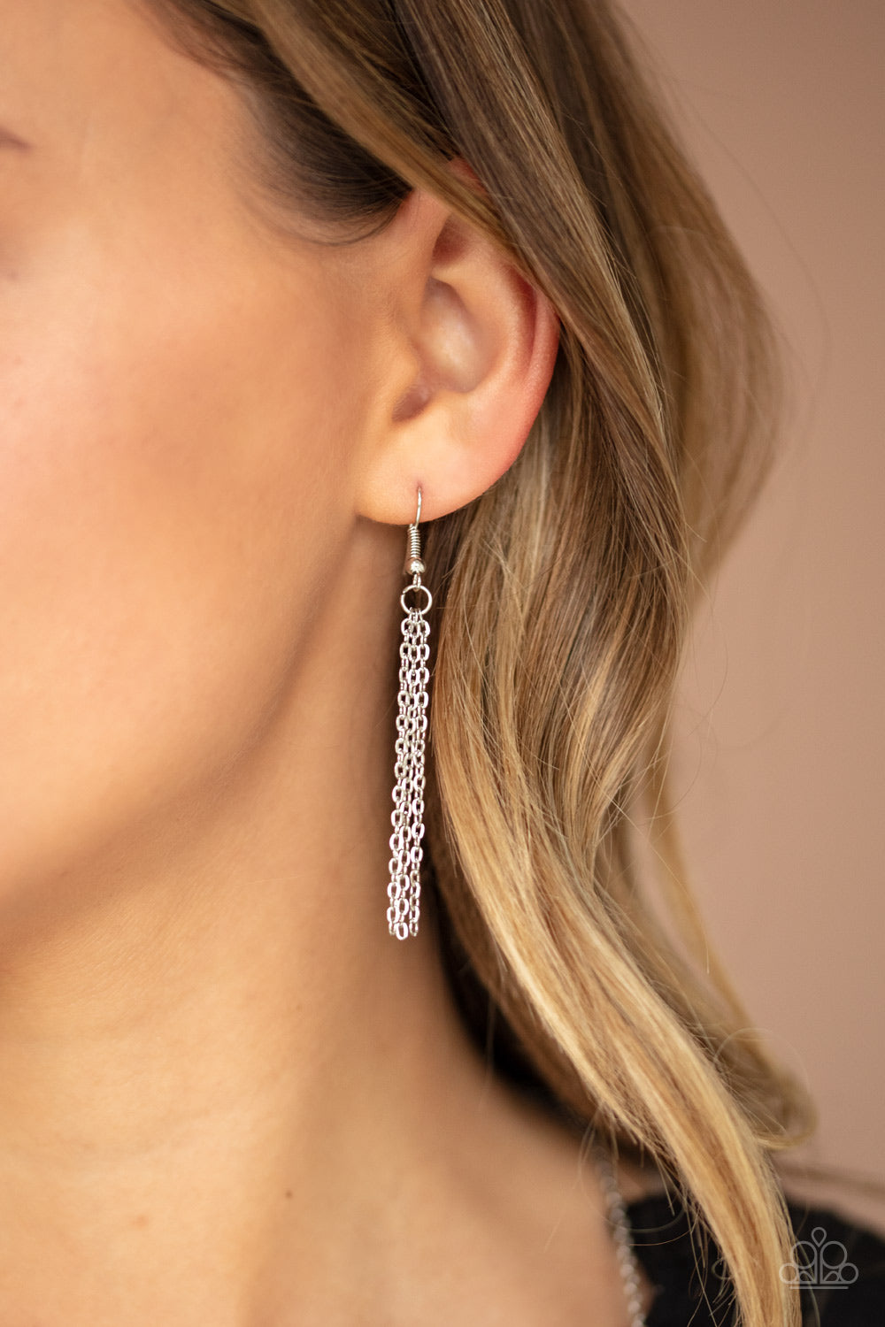 Item #P2RE-RDXX-165SB A white rhinestone encrusted ring, oval red rhinestone, and shimmery silver chain tassel dangles from the bottom of a lengthened silver chain, creating a glamorous statement. Features an adjustable clasp closure. Sold as one individual necklace. Includes one pair of matching earrings.