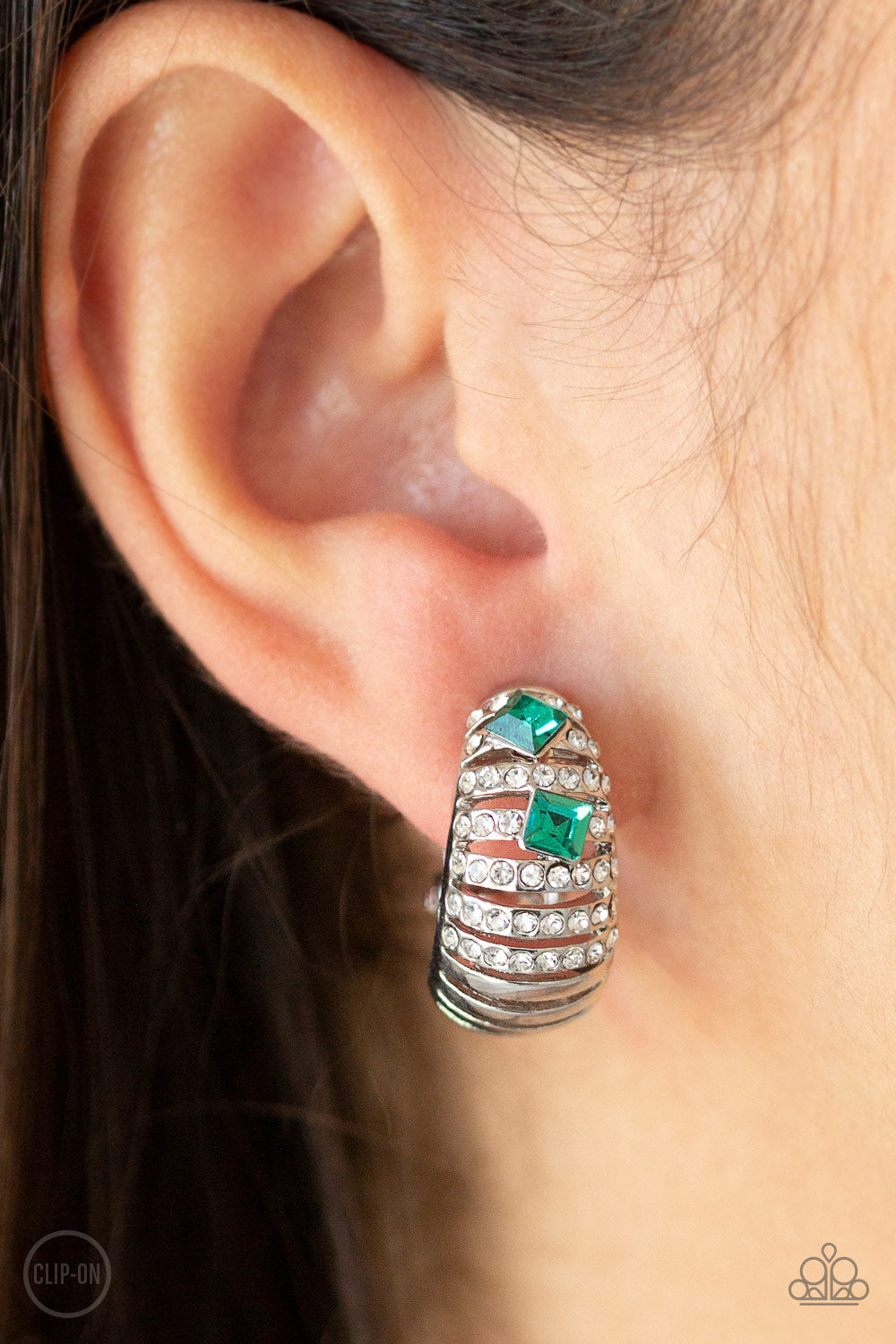 Bank Tank-Green Clip-On Earring