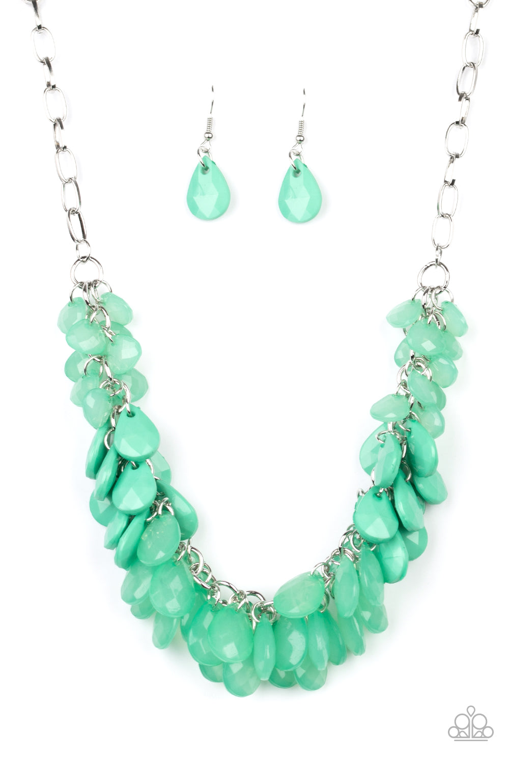 Colorfully Clustered-Green Necklace