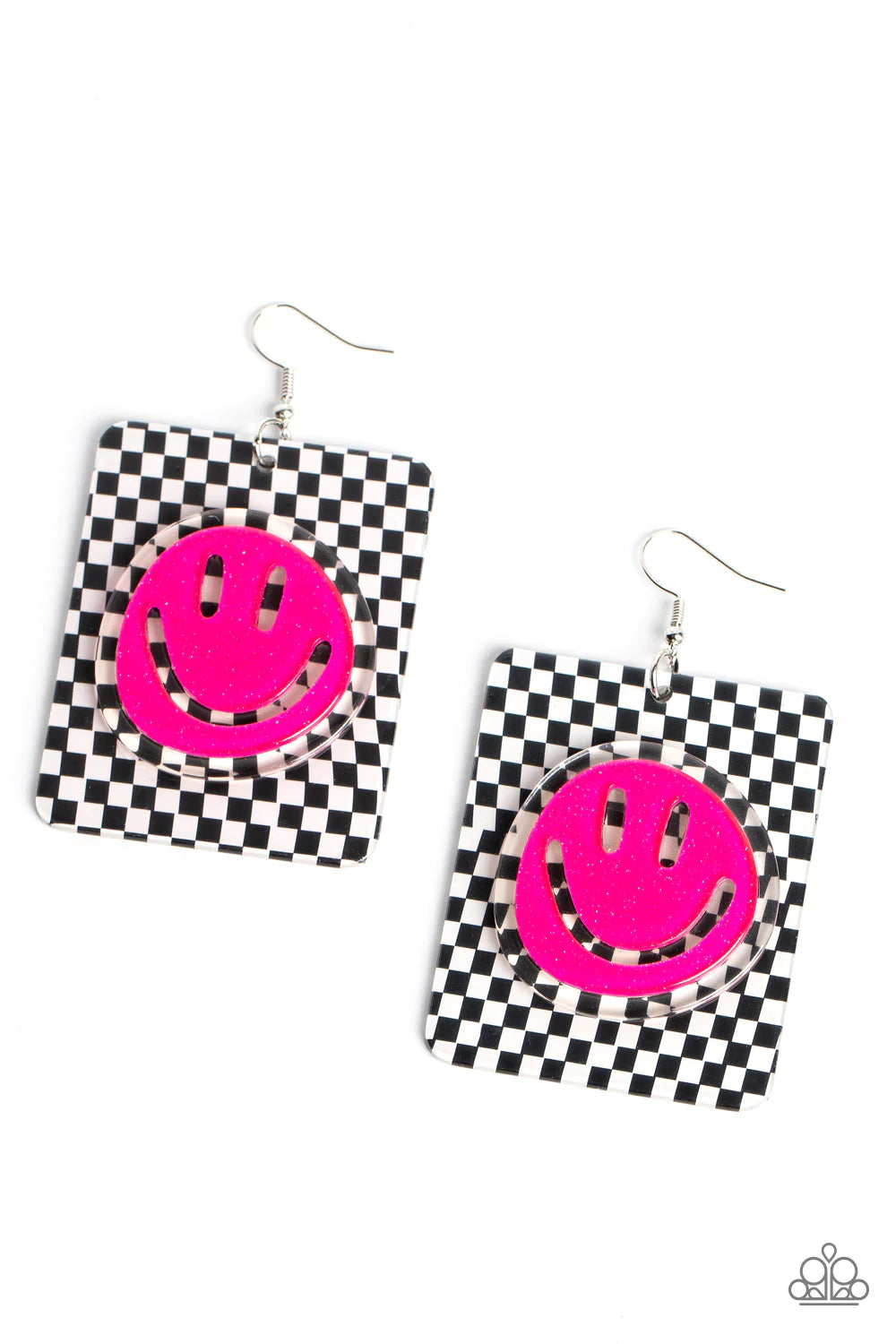 Cheeky Checkerboard Pink Earring