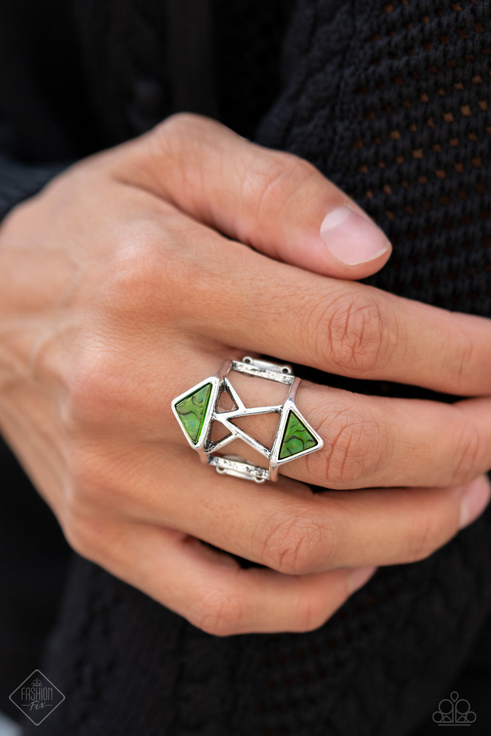 Making Me Edgy-Green Ring