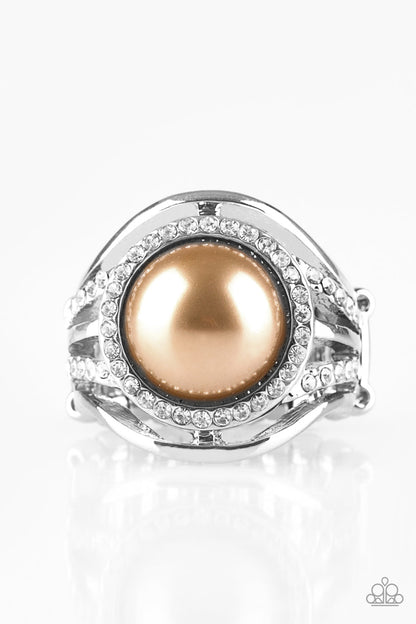 Pampered In Pearls-Brown Ring