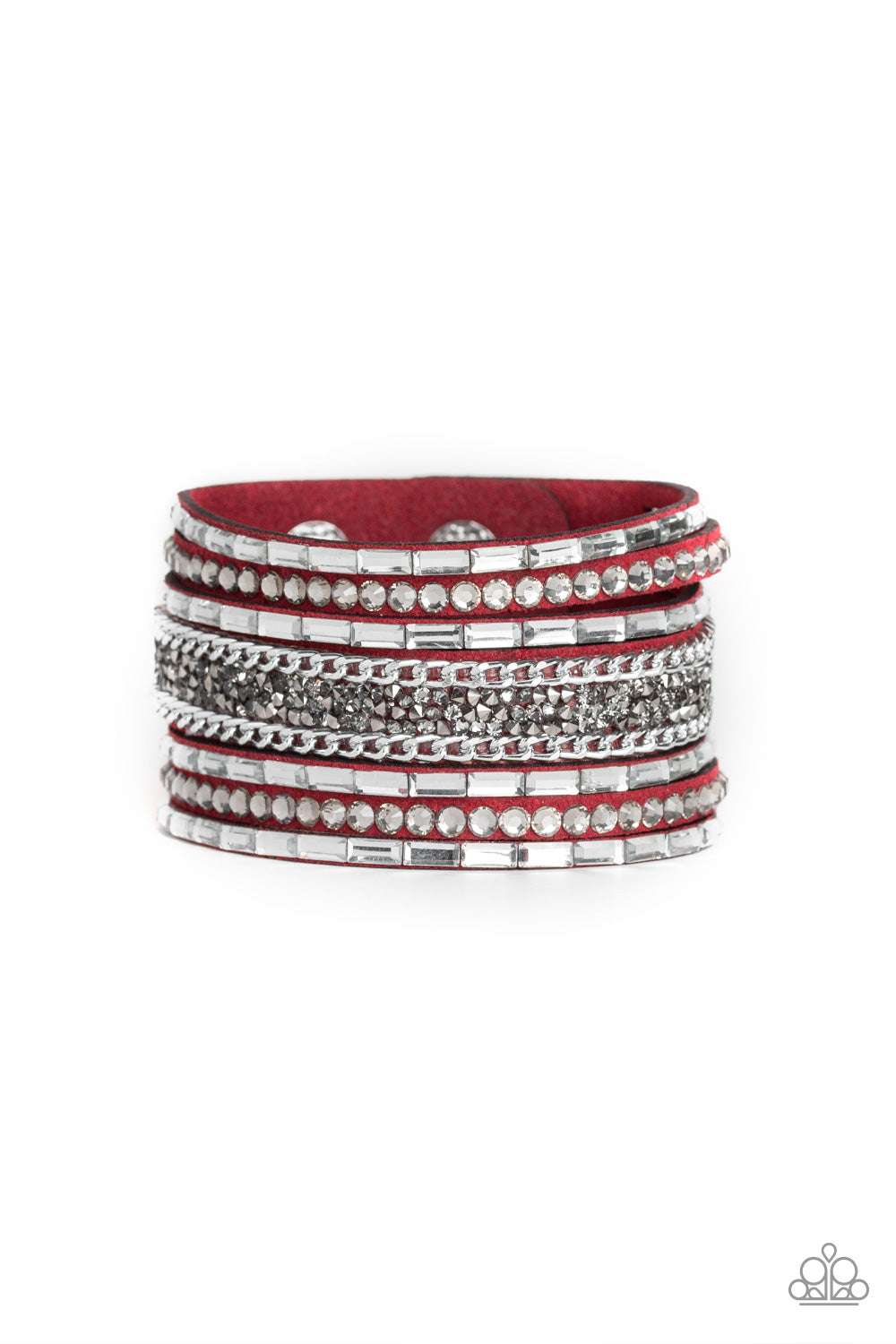 Rhinestone Rumble-Red Bracelet