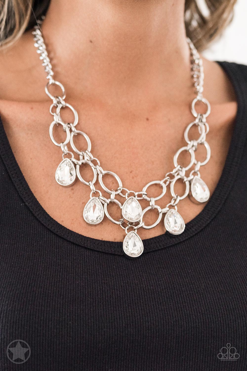 Show Stopping Shimmer-White Necklace