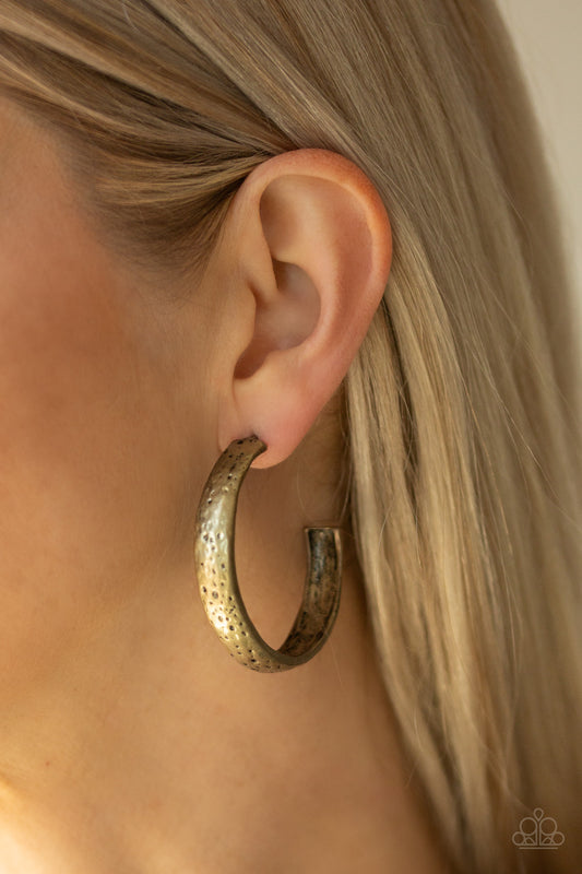 Rustic Revolution-Brass Hoop Earring