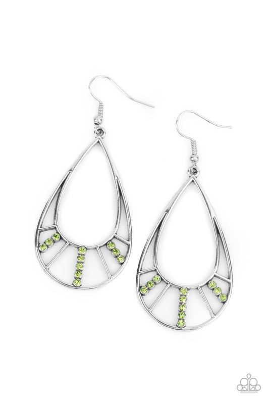 Line Crossing Sparkle-Green Earrings