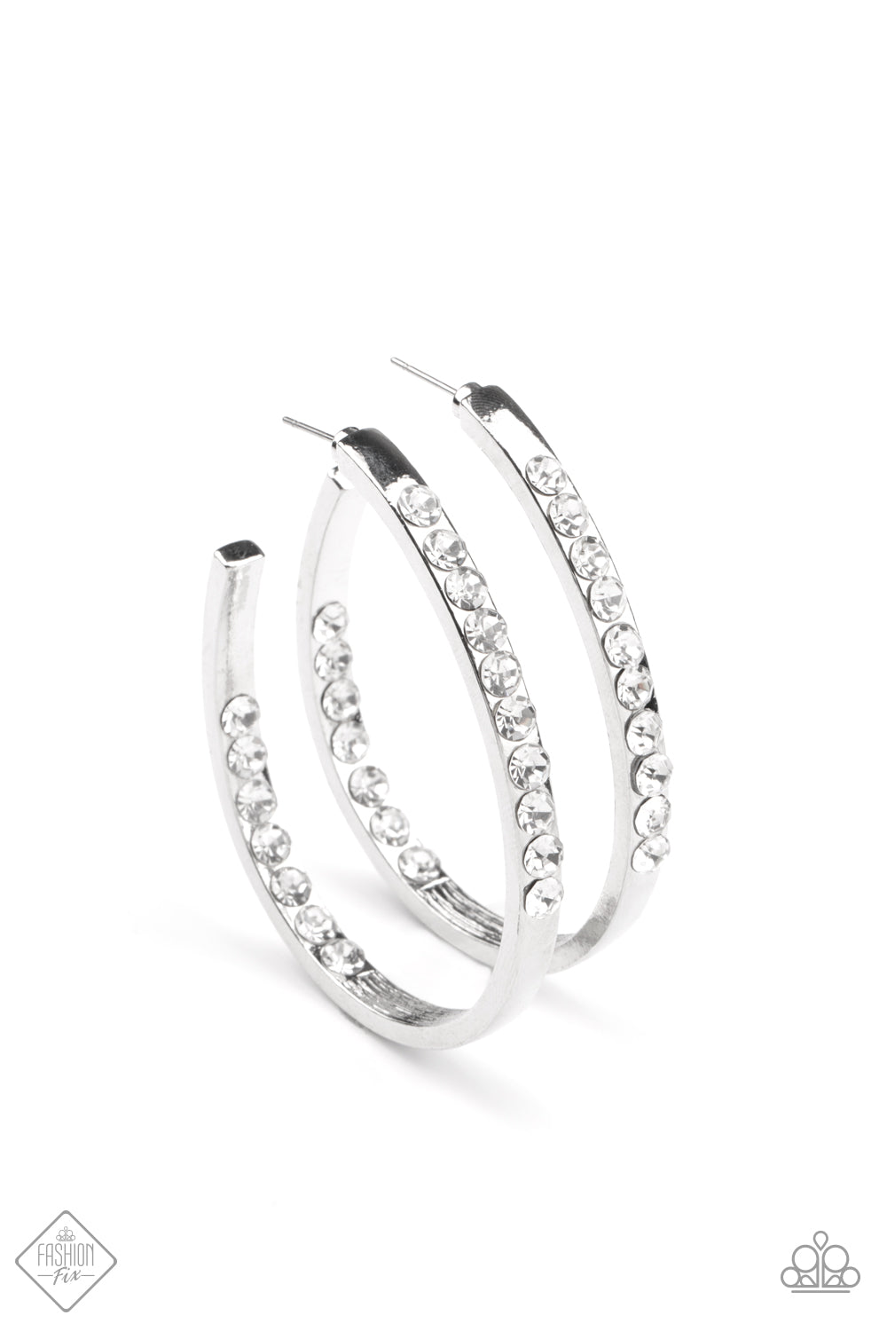 Borderline Brilliance-White Hoop Earring