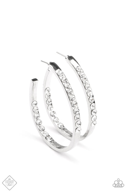 Borderline Brilliance-White Hoop Earring