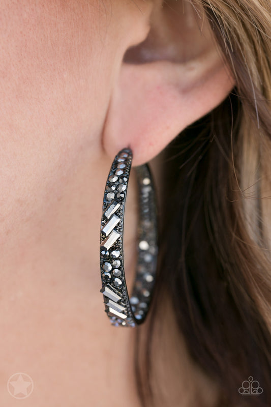 GLITZY By Association-Black Hoop Earrings