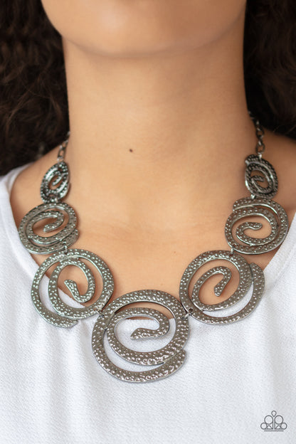 Statement Swirl-Black Necklace