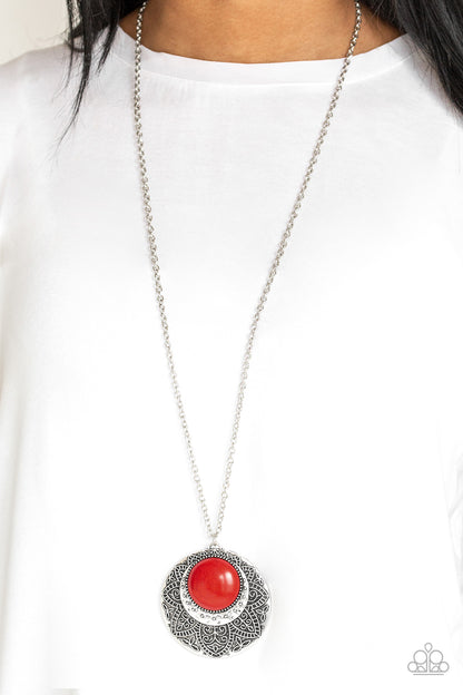 Medallion Meadow-Red Necklace