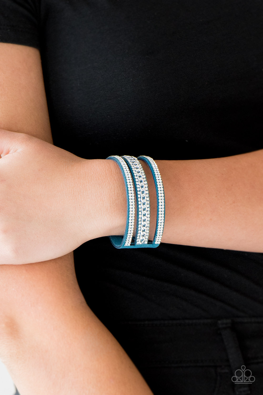 Rolling in Rhinestones-Blue Urban Bracelet