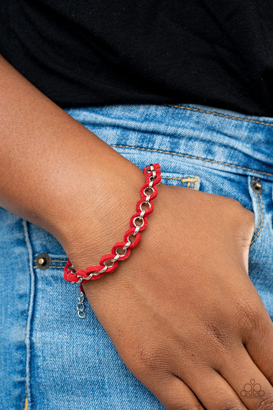 SUEDE Side to Side-Red Bracelet