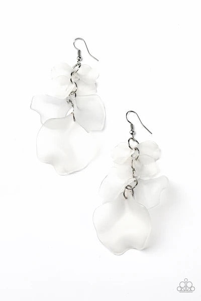 Fragile Florals-White Earring