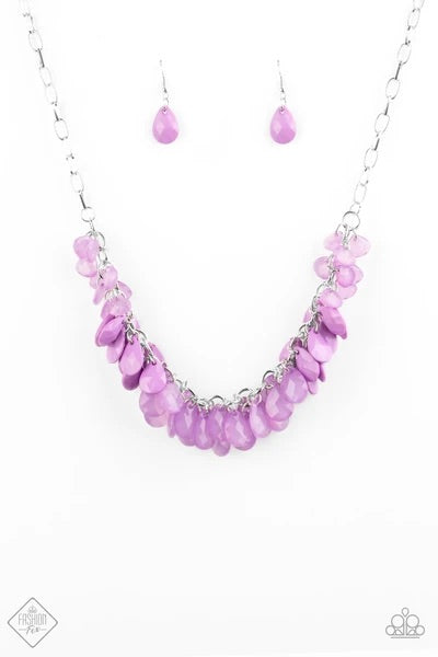 Colorfully Clustered-Purple Necklace