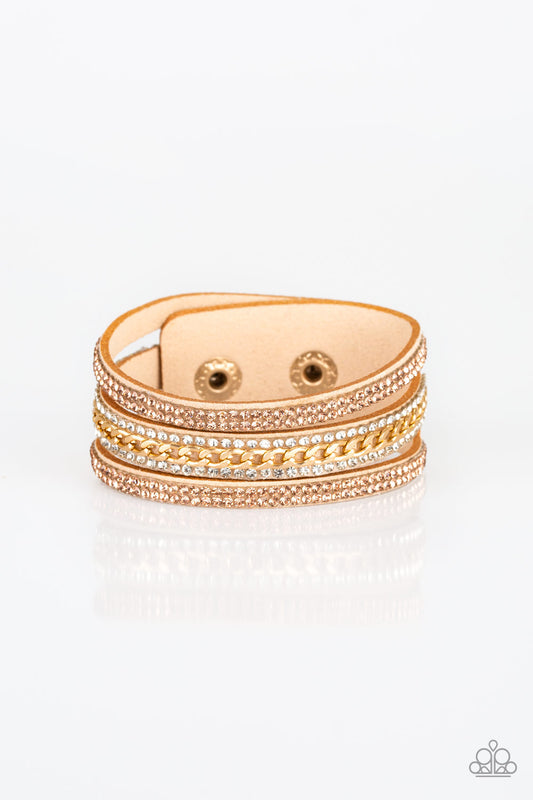 Rollin’ In Rhinestones-Gold Urban Bracelet