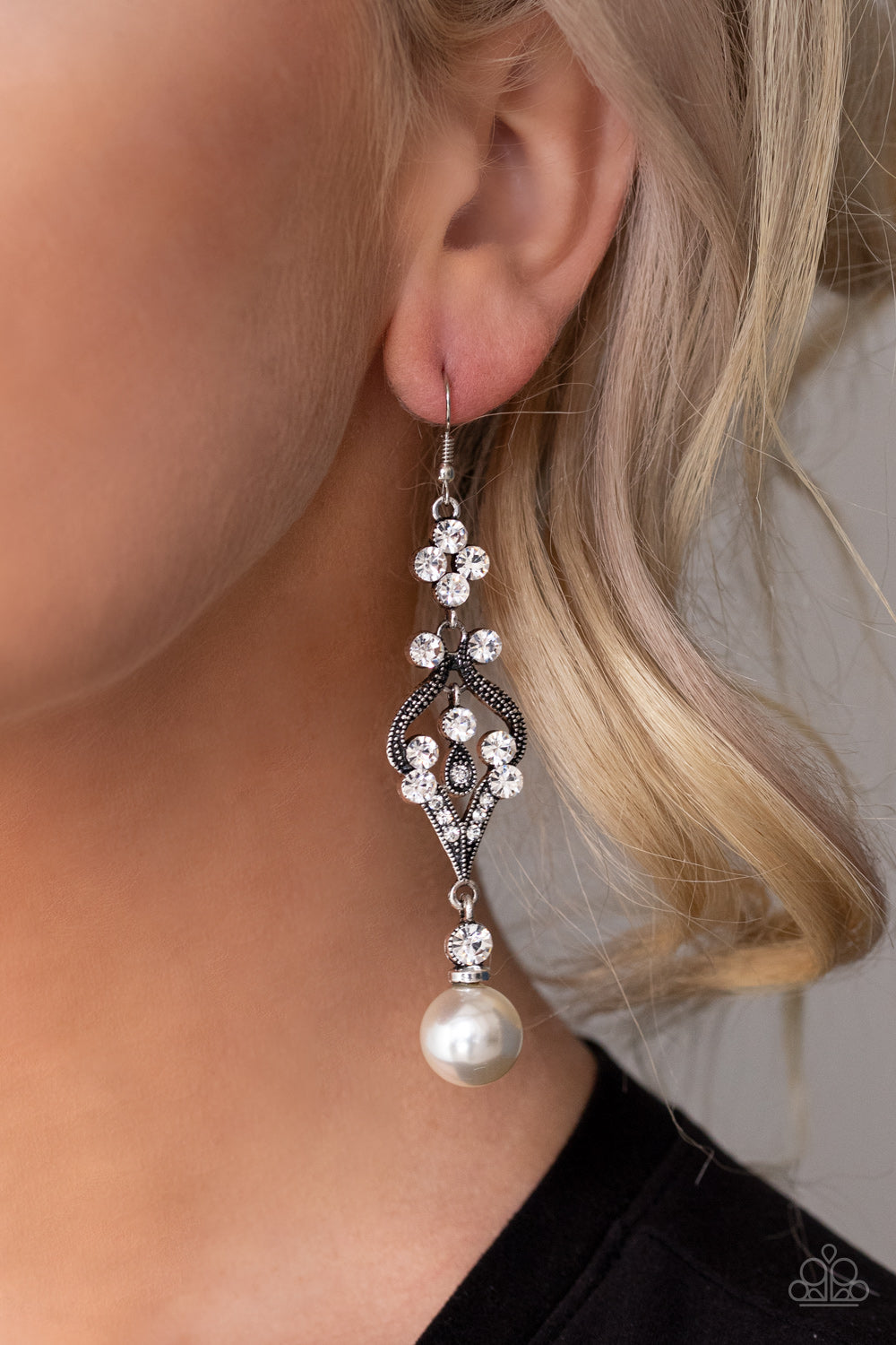 Elegantly Extravagant-White Earring