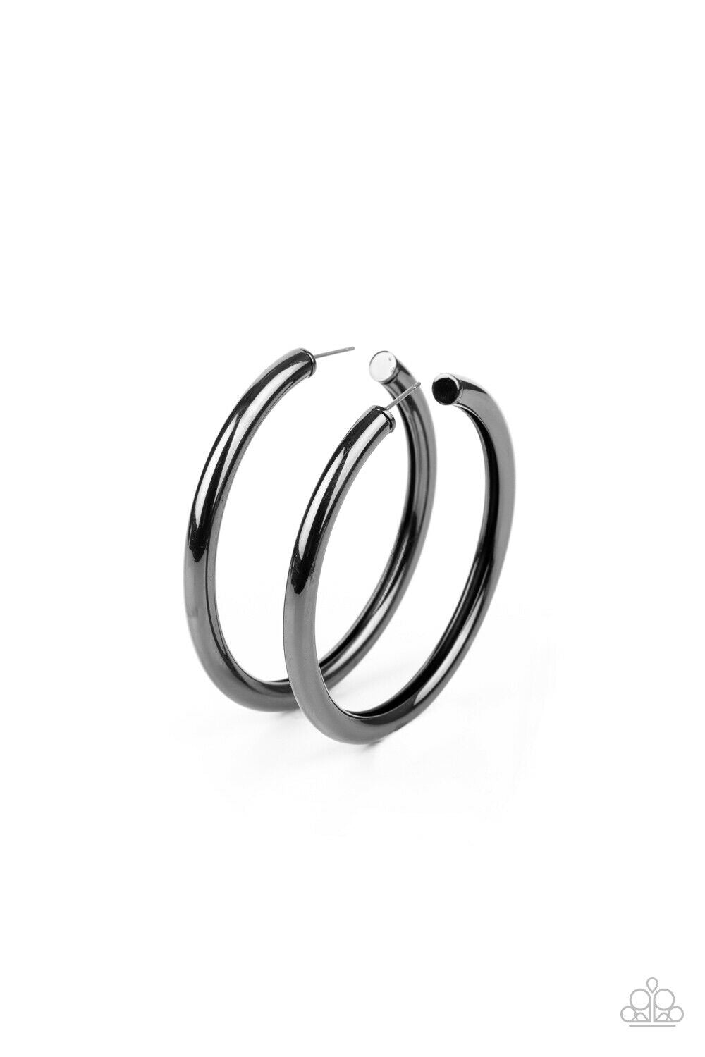 Item #P5HO-SVXX-227XX Featuring shimmery diamond-cut texture, a glistening silver bar lines the center of a beveled gold hoop, creating an edgy stacked look. Earring attaches to a standard post fitting. Hoop measures approximately 2 1/2" in diameter.  Sold as one pair of hoop earrings.