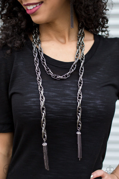 SCARFed for Attntion-Gunmetal Necklace
