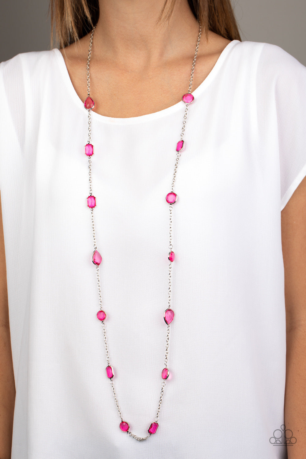 Glassy Glamorous-Pink Necklace