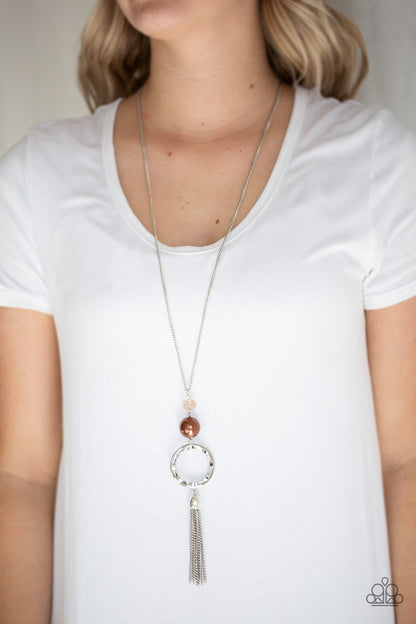 Bold Balancing Act-Brown Necklace