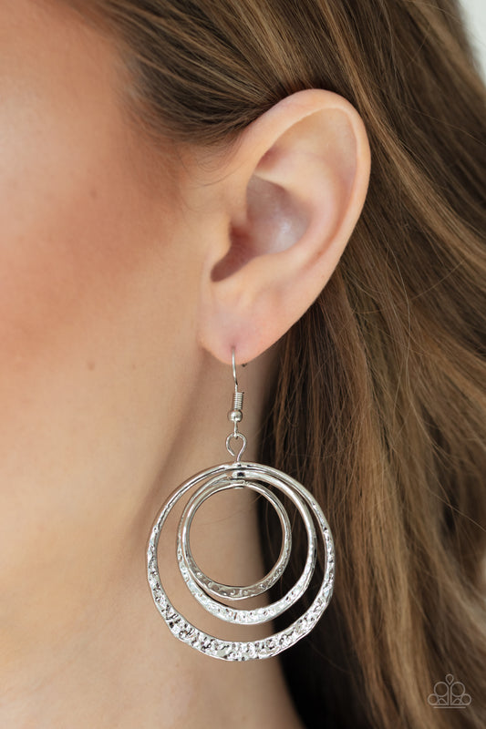 Metallic Ruffle-Silver Earring