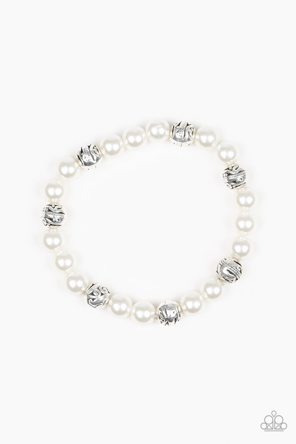 Poised For Perfection-White Bracelet