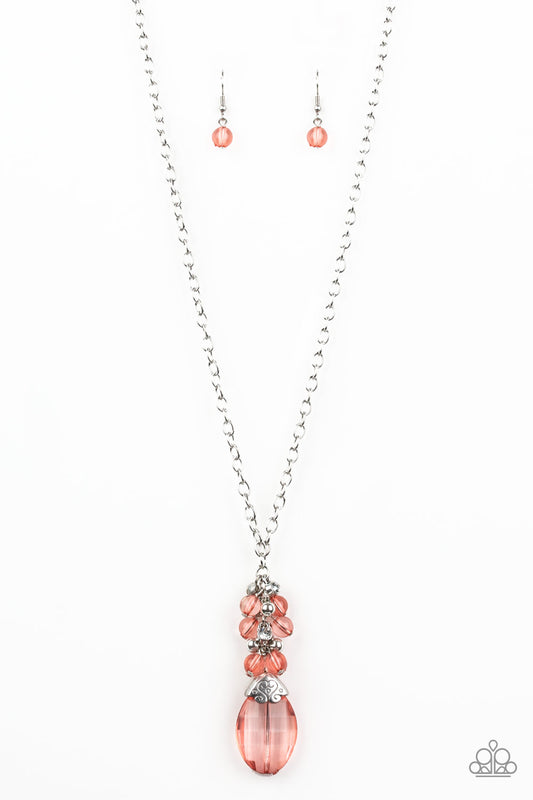 Crystal Cascade-Orange Necklace