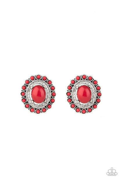 Floral Flamboyance-Red Post Earring