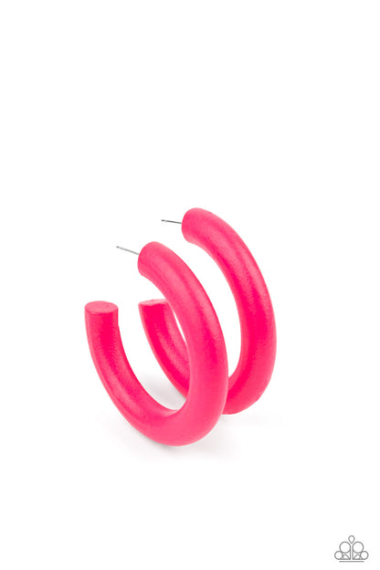 Woodsy Wonder-Pink Hoop Earring