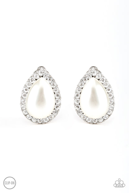 Old Hollywood Opulence-Clip On Earring-White