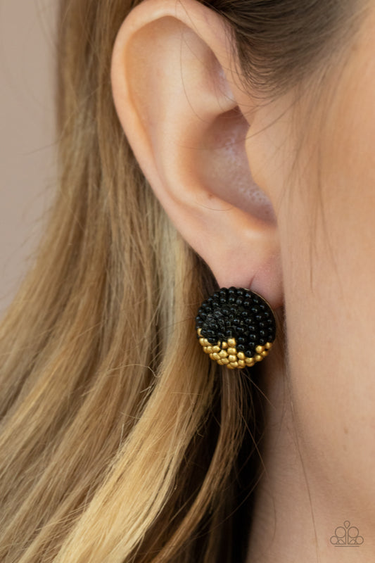 As Happy As Can BEAD-Black Post Earring