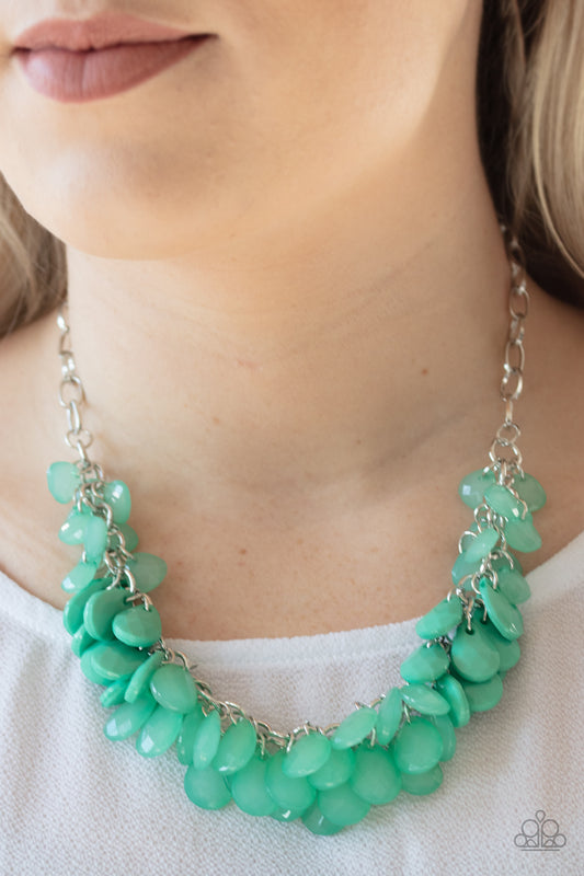 Colorfully Clustered-Green Necklace