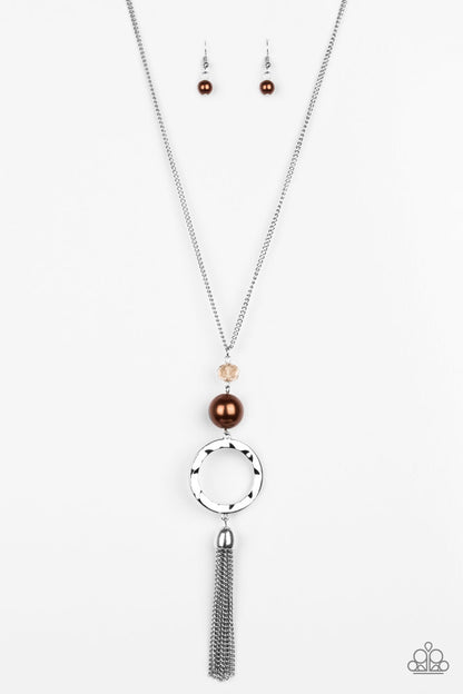 Bold Balancing Act-Brown Necklace