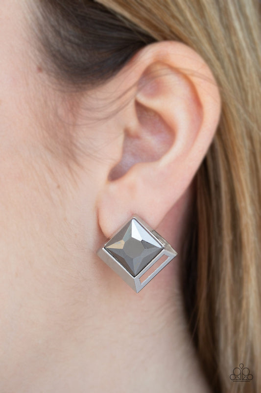 Stellar Square-Silver Post Earring