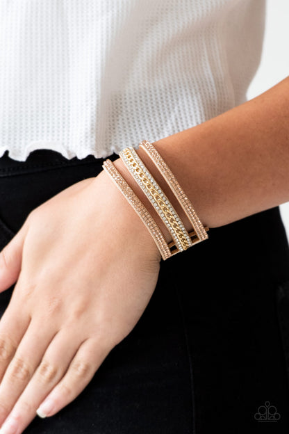 Rollin’ In Rhinestones-Gold Urban Bracelet