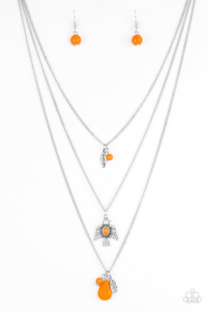 Soar With The Eagle-Orange Necklace
