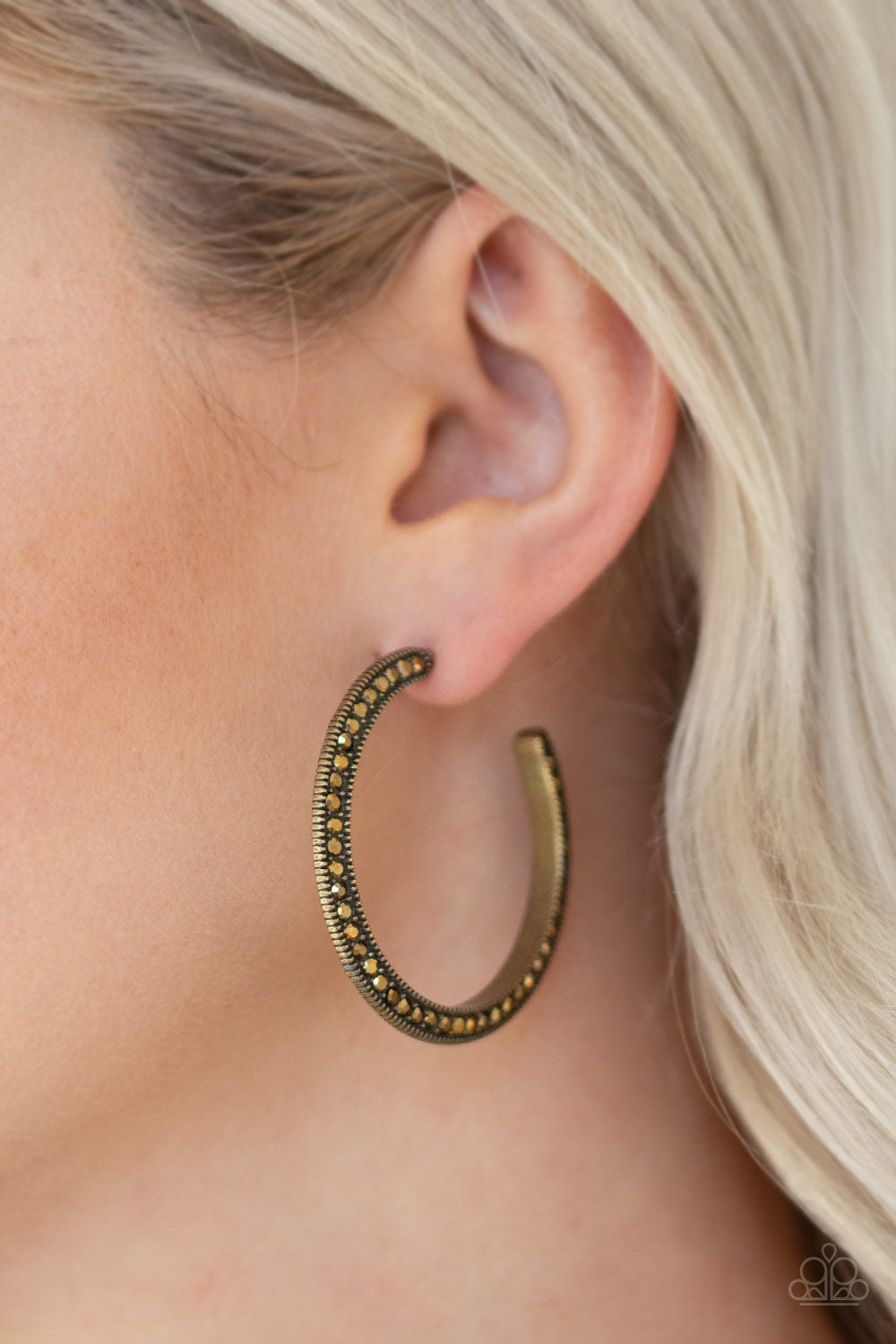 Dazzling Diamond-naire-Brass Hoop Earring