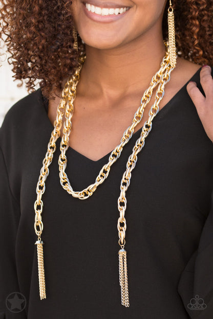 SCARFed for Attention-Gold Blockbuster Necklace