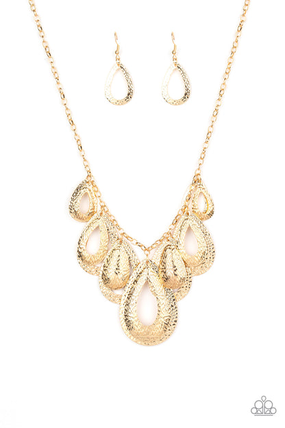 Teardrop Tempest-Gold Necklace