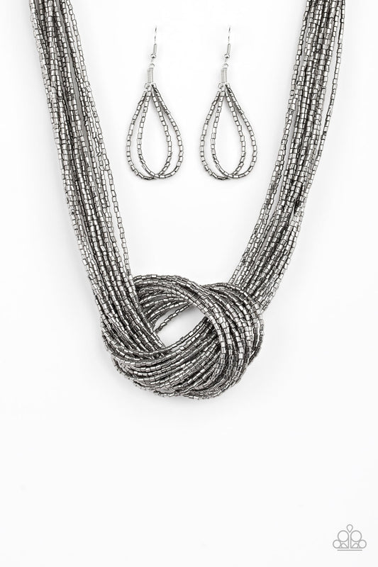 Knotted Knockout-Black Necklace