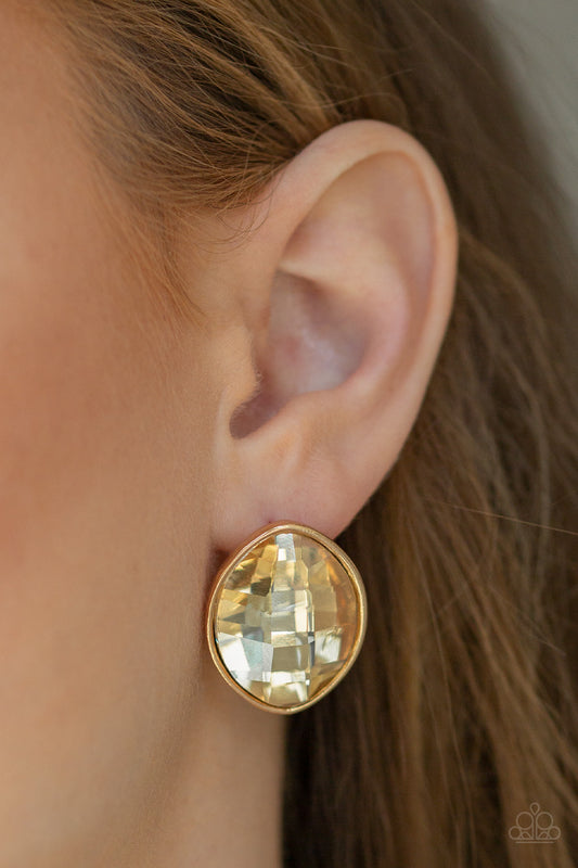 Movie Star Sparkle-Gold Post Earrings