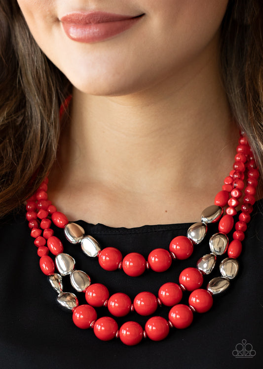 Flamingo Flamboyance-Red Necklace